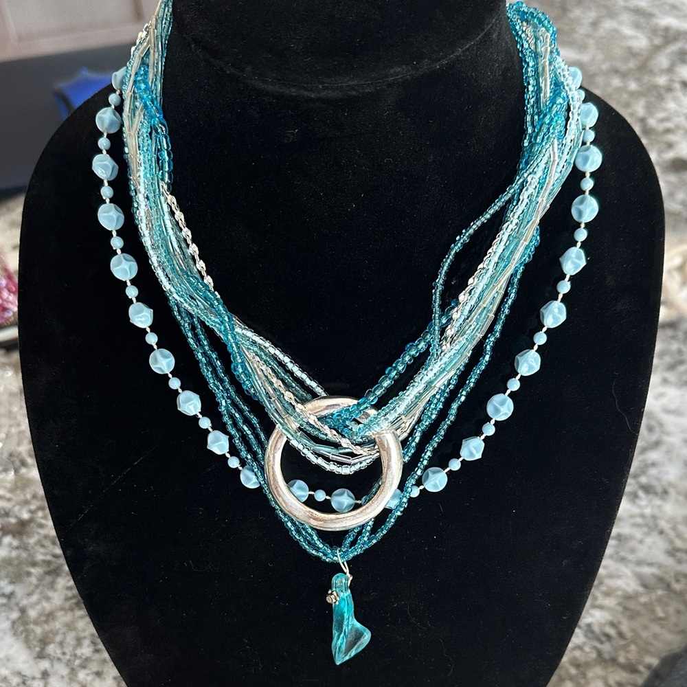 Bundle of Blue Beaded Necklaces